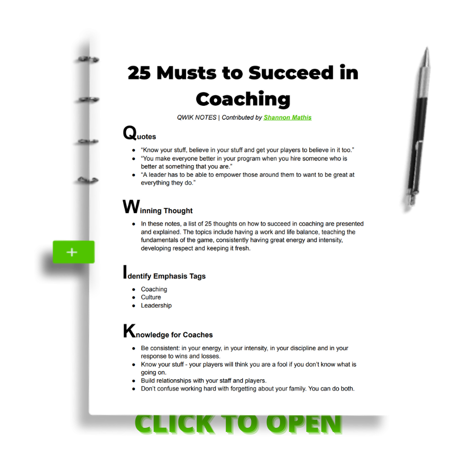 25 Musts to Succeed in Coaching Basketball